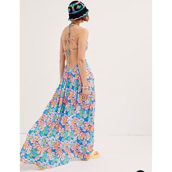 For Love & Lemons Yasmin Open-Back Floral Maxi Dress Size M - Picture 2 of 10